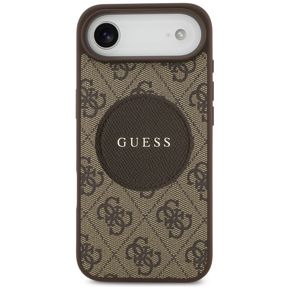 Pouzdro MagSafe pro Apple iPhone 17 Air, Guess, 4G Circle Classic Logo, hnědá