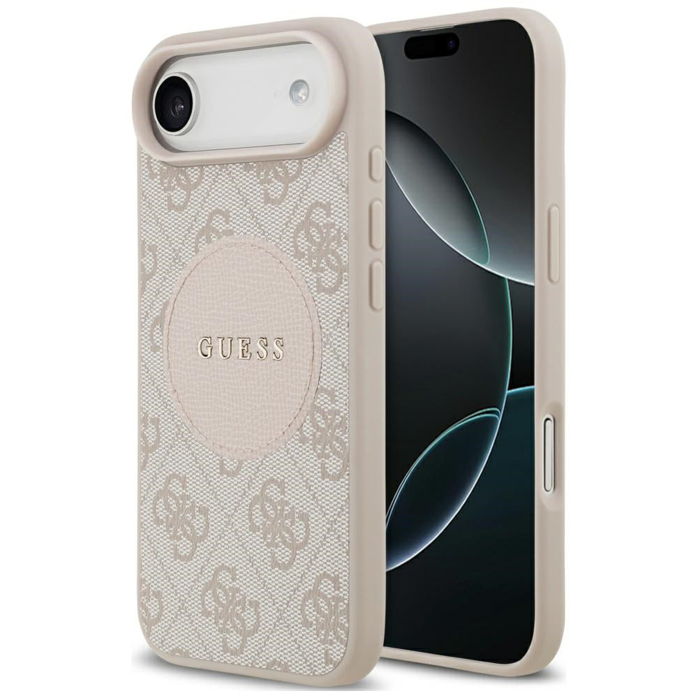 Pouzdro MagSafe pro Apple iPhone 17 Air, Guess, 4G Circle Classic Logo, Růžové