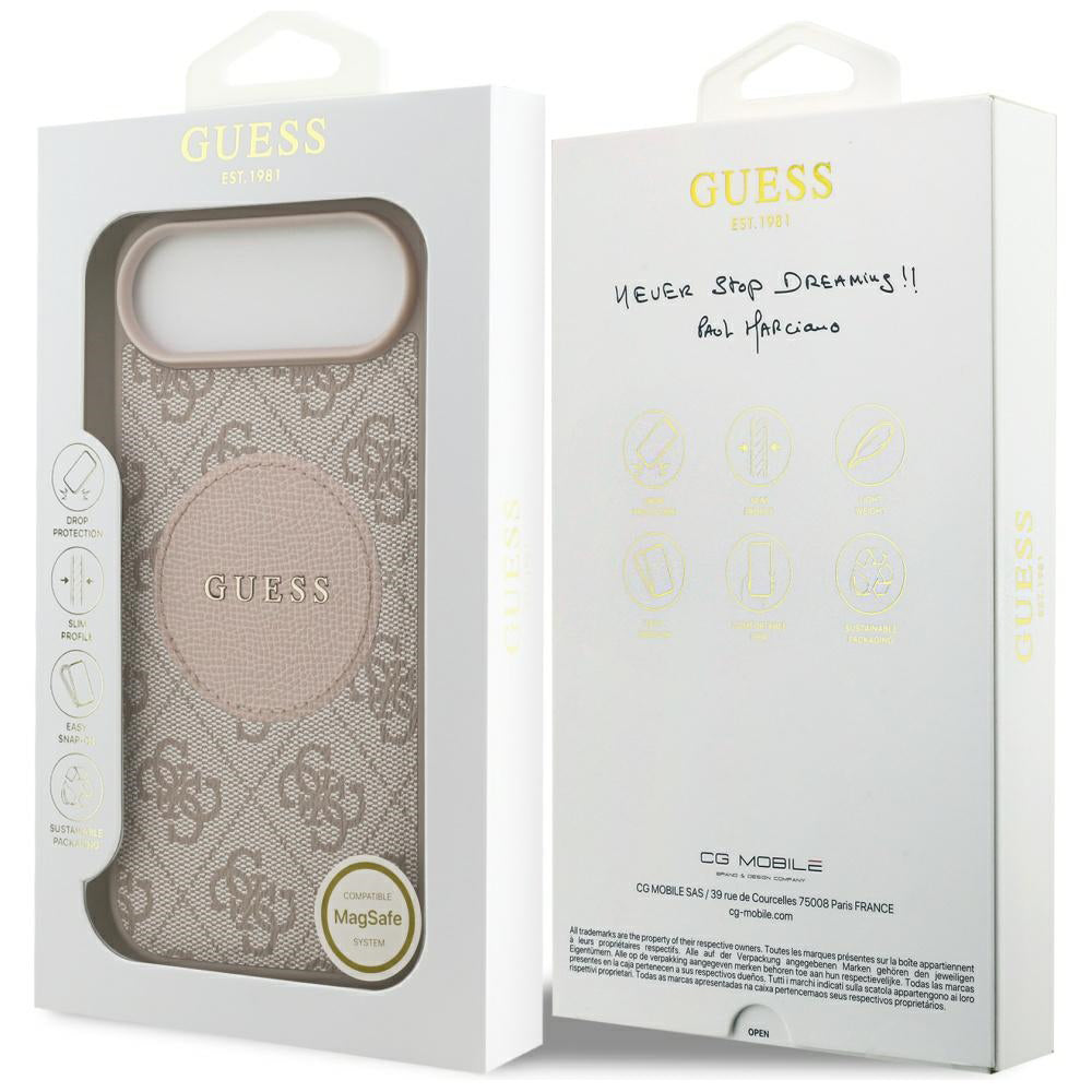 Pouzdro MagSafe pro Apple iPhone 17 Air, Guess, 4G Circle Classic Logo, Růžové