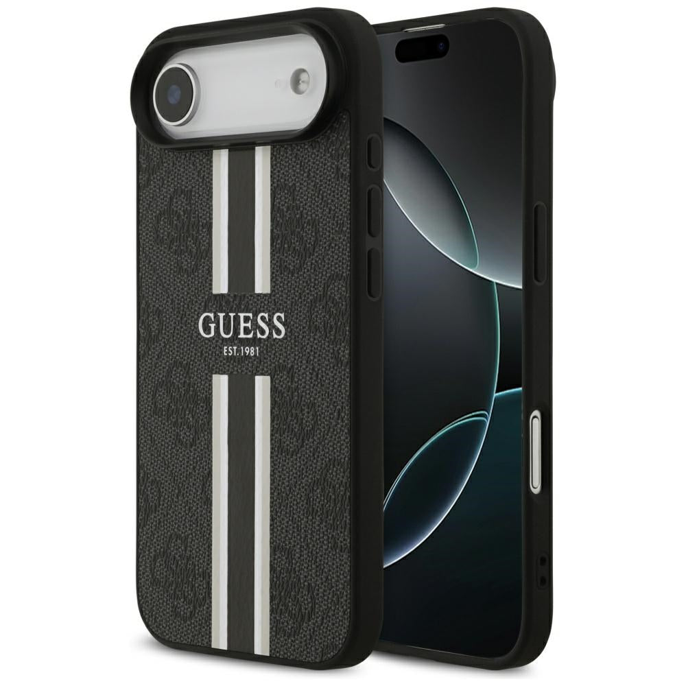 Pouzdro MagSafe pro Apple iPhone 17 Air, Guess, 4G Printed Stripes, Černá