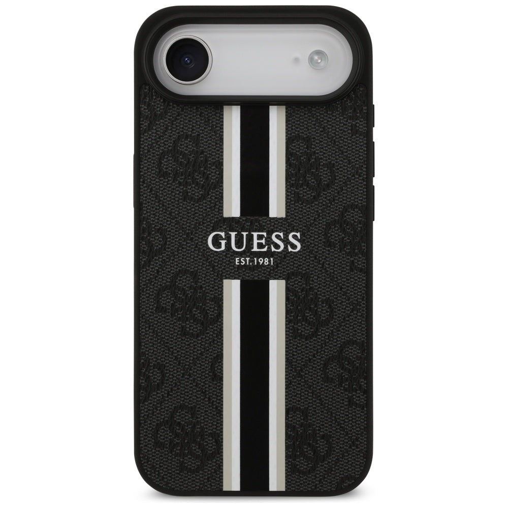 Pouzdro MagSafe pro Apple iPhone 17 Air, Guess, 4G Printed Stripes, Černá