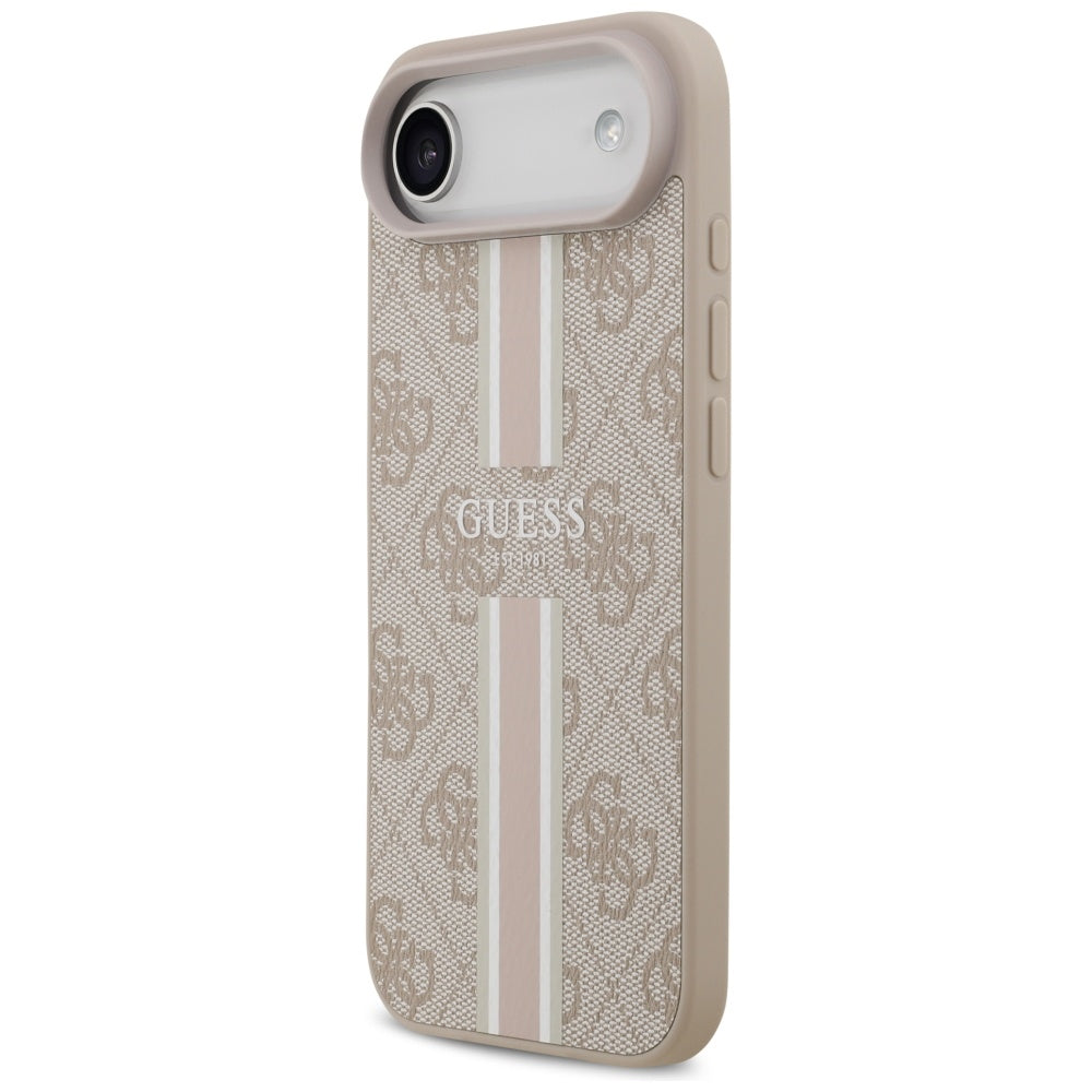 Pouzdro MagSafe pro Apple iPhone 17 Air, Guess, 4G Printed Stripes, Růžové