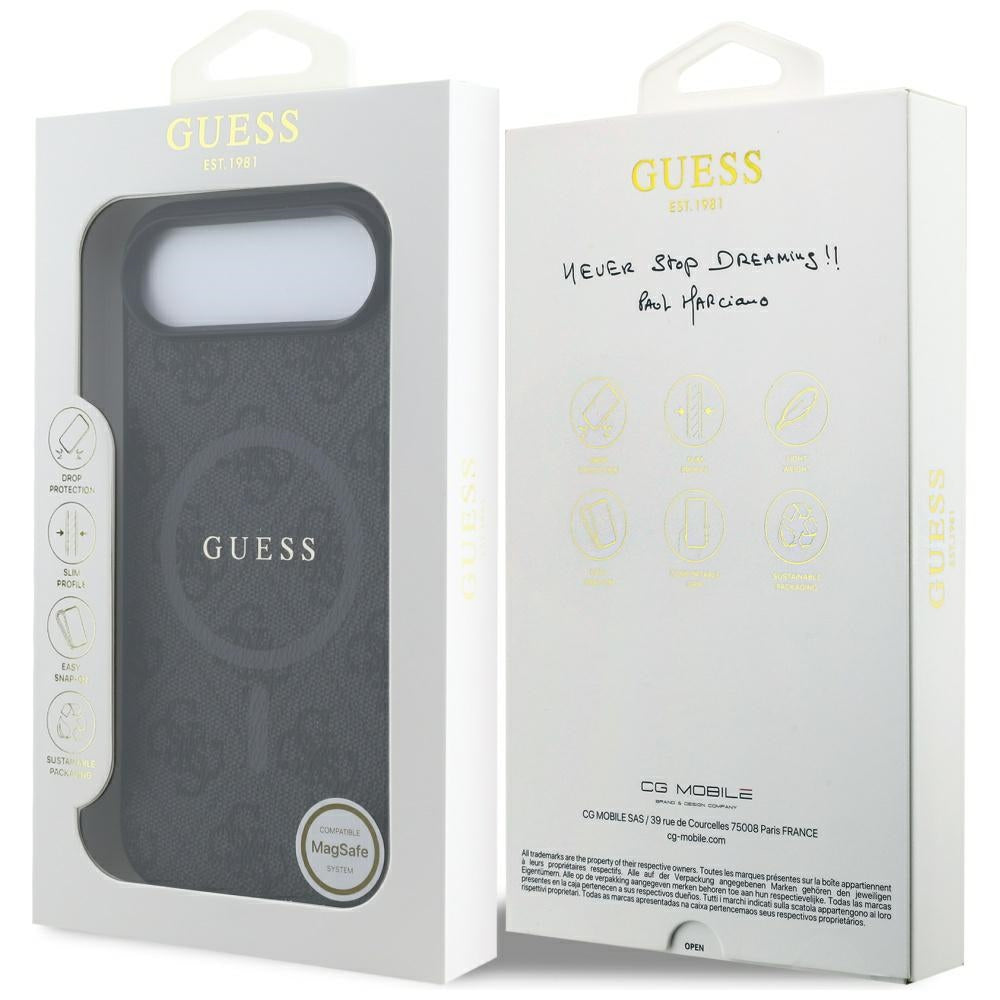 Pouzdro MagSafe pro Apple iPhone 17 Air, Guess, 4G Ring Classic Logo, Černá
