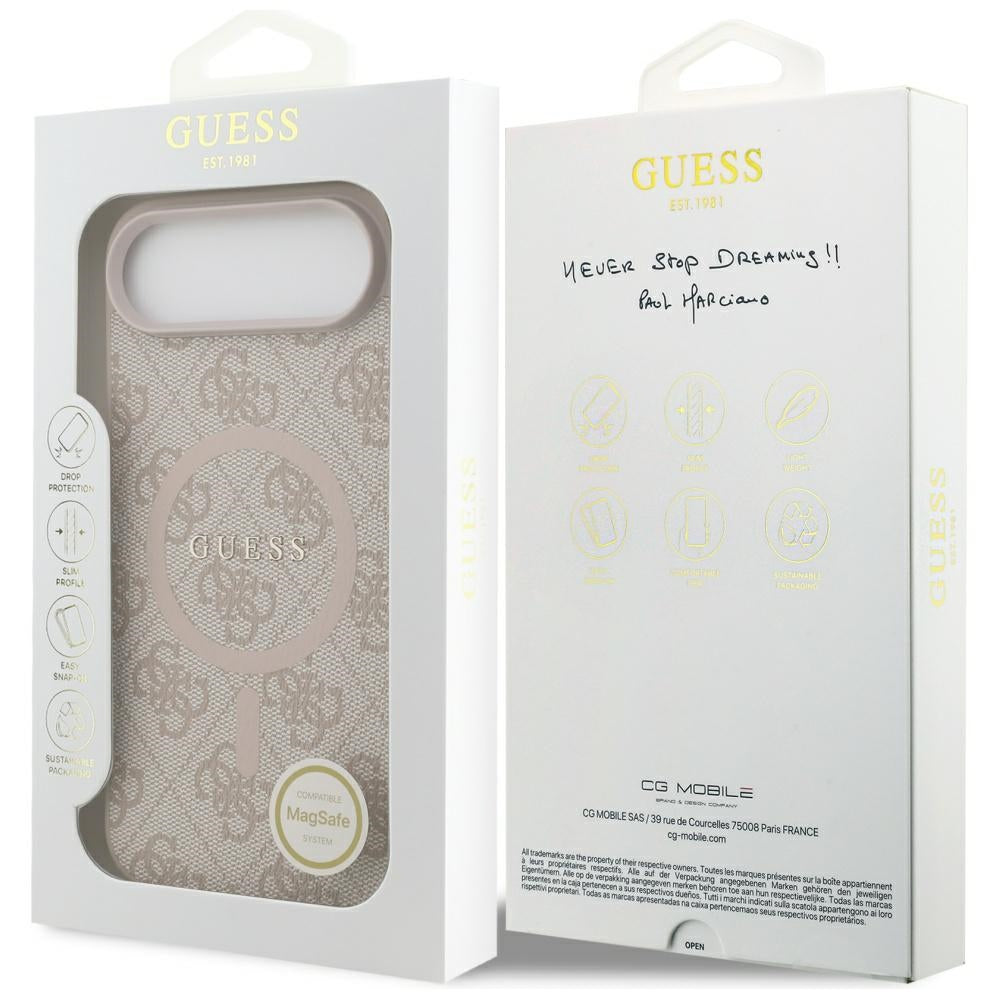 Pouzdro MagSafe pro Apple iPhone 17 Air, Guess, 4G Ring Classic Logo, Růžové