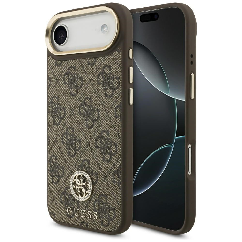 Pouzdro MagSafe pro Apple iPhone 17 Air, Guess, 4G Strass Logo, Hnědá