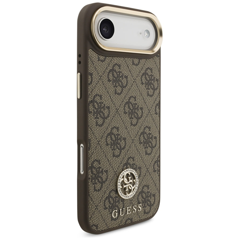 Pouzdro MagSafe pro Apple iPhone 17 Air, Guess, 4G Strass Logo, Hnědá