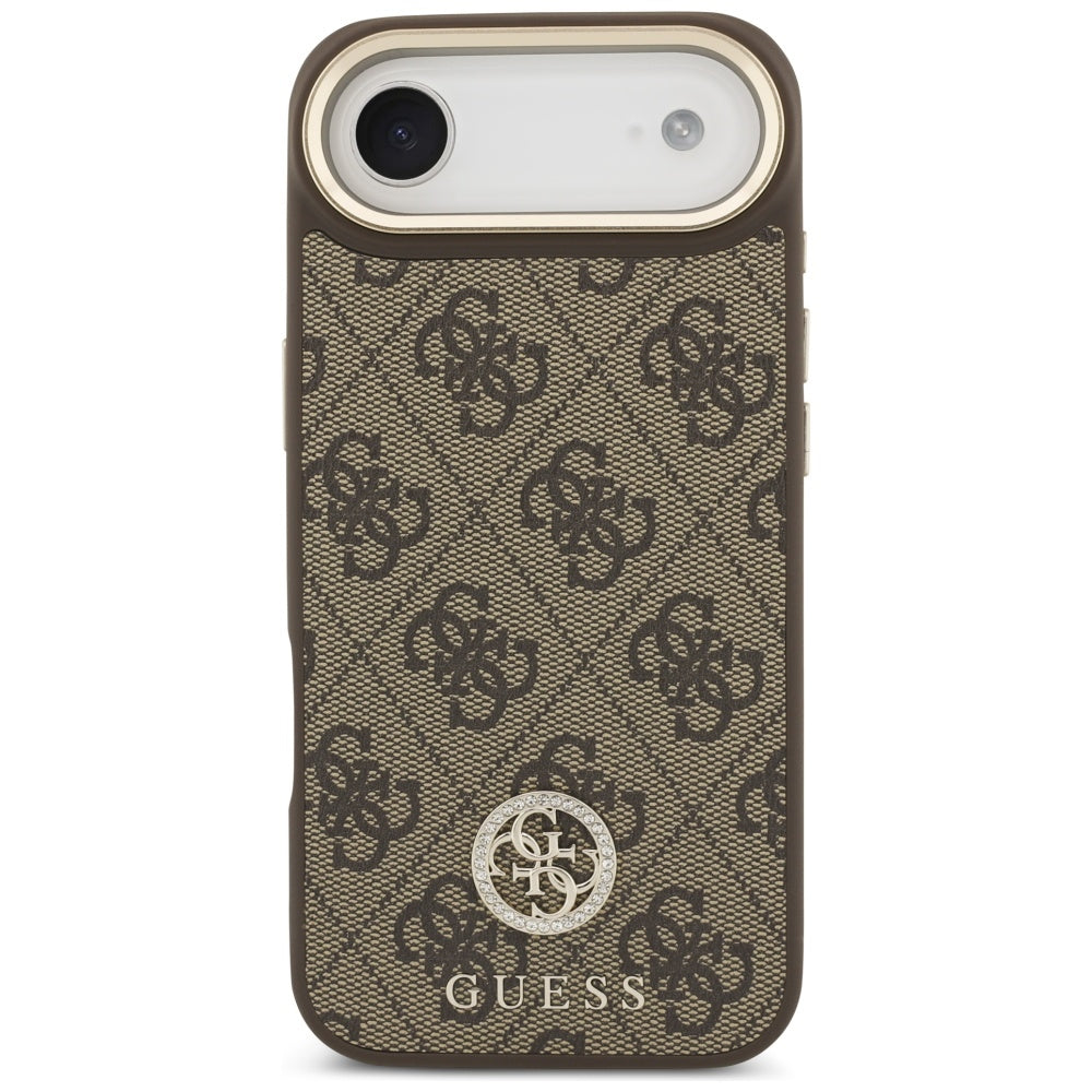 Pouzdro MagSafe pro Apple iPhone 17 Air, Guess, 4G Strass Logo, Hnědá