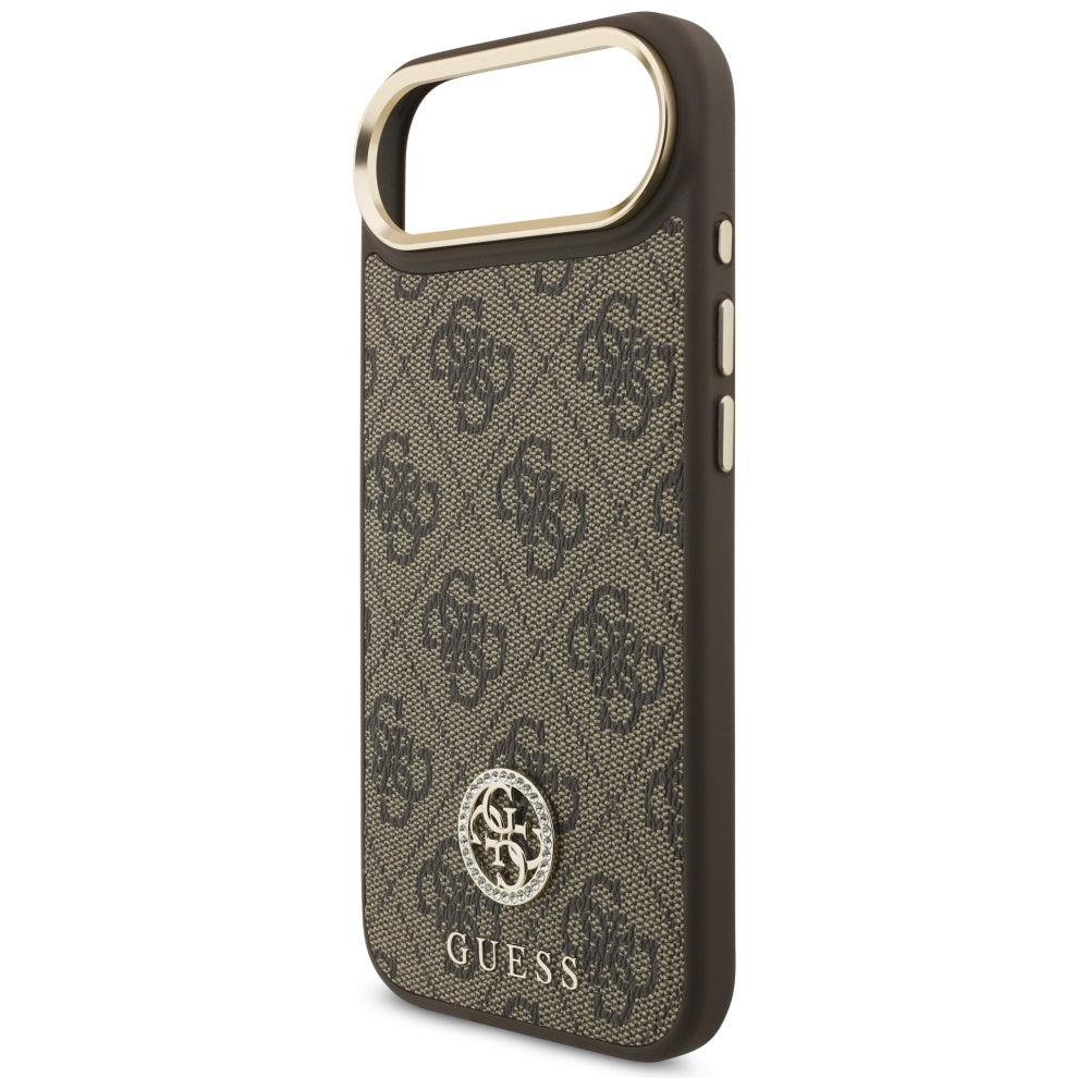 Pouzdro MagSafe pro Apple iPhone 17 Air, Guess, 4G Strass Logo, Hnědá
