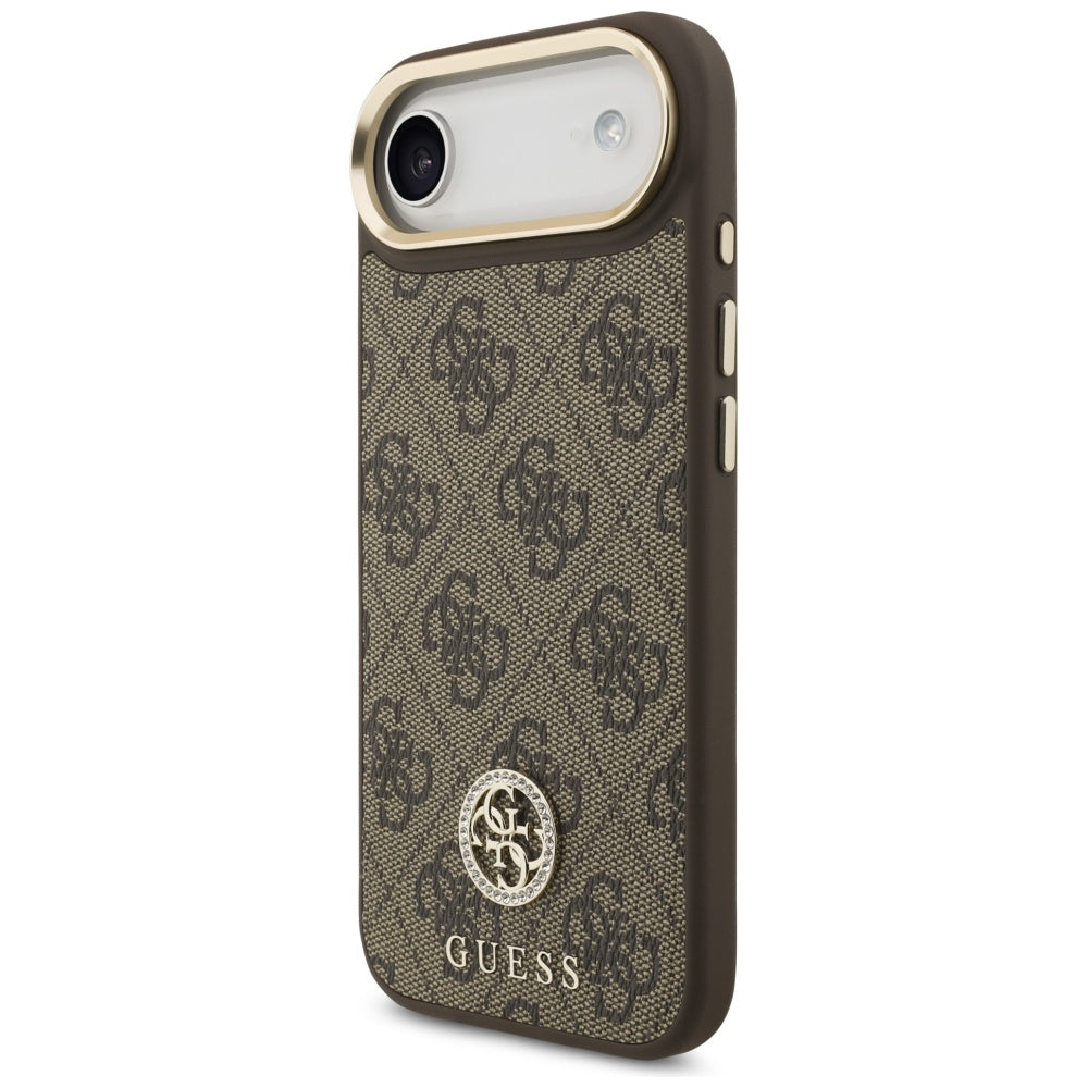 Pouzdro MagSafe pro Apple iPhone 17 Air, Guess, 4G Strass Logo, Hnědá