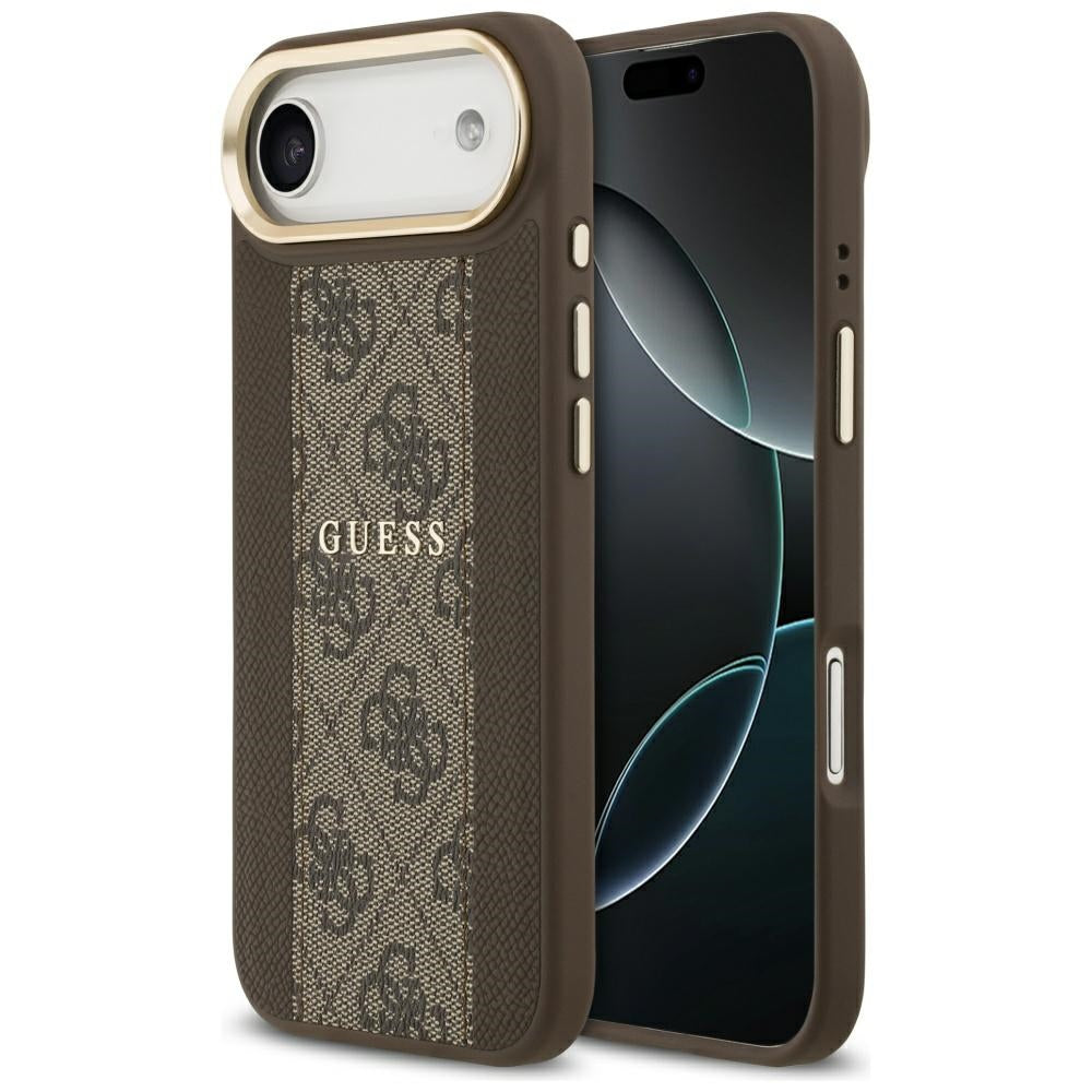 Pouzdro MagSafe pro Apple iPhone 17 Air, Guess, 4G Stripe, Hnědá