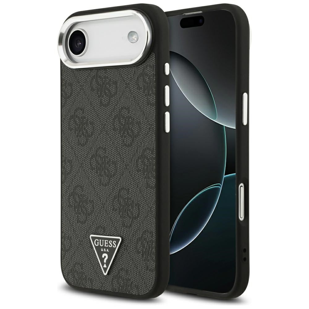 Pouzdro MagSafe pro Apple iPhone 17 Air, Guess, 4G Triangle Logo, Černé Stříbrné
