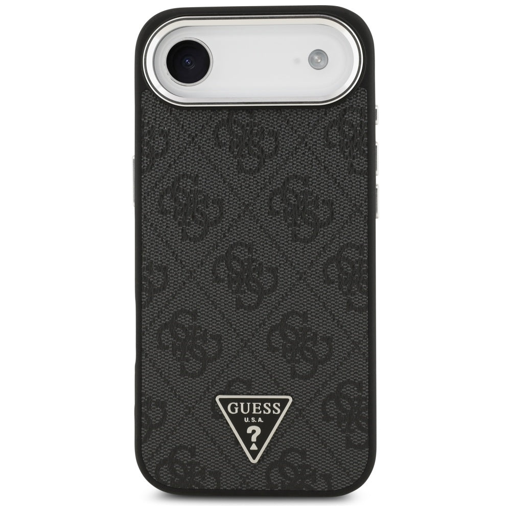 Pouzdro MagSafe pro Apple iPhone 17 Air, Guess, 4G Triangle Logo, Černé Stříbrné