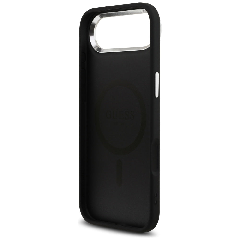 Pouzdro MagSafe pro Apple iPhone 17 Air, Guess, 4G Triangle Logo, Černé Stříbrné