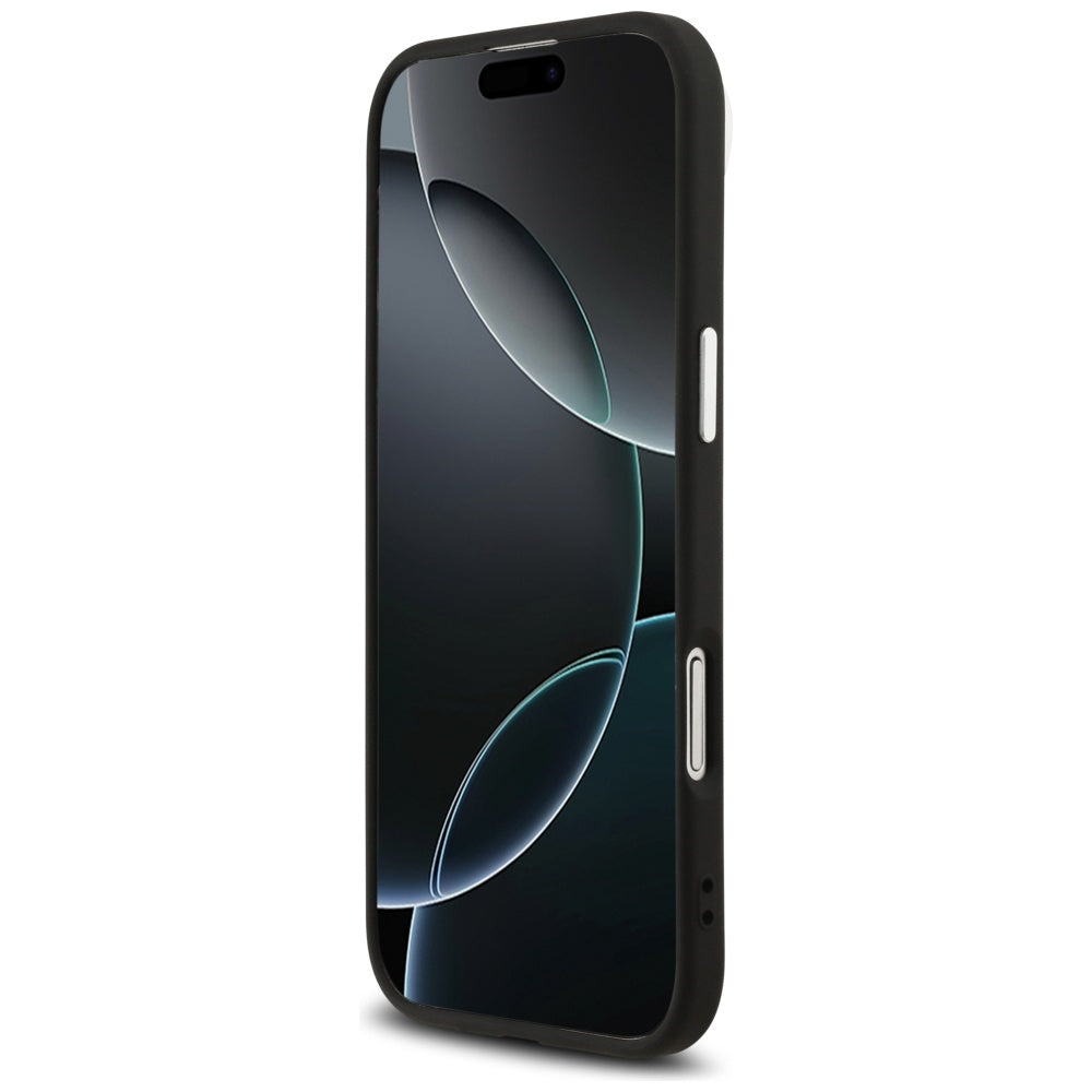 Pouzdro MagSafe pro Apple iPhone 17 Air, Guess, 4G Triangle Logo, Černé Stříbrné
