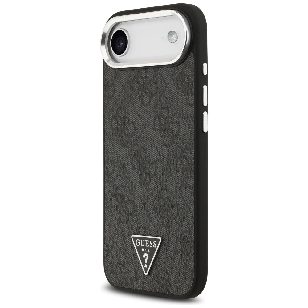 Pouzdro MagSafe pro Apple iPhone 17 Air, Guess, 4G Triangle Logo, Černé Stříbrné