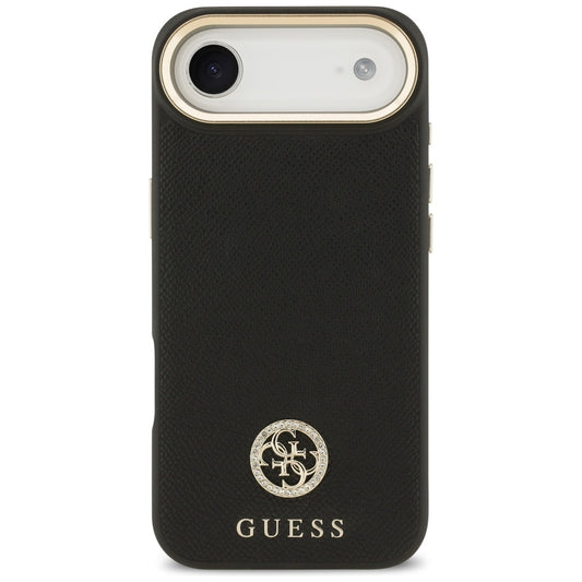 Pouzdro MagSafe pro Apple iPhone 17 Air, Guess, Grained Strass Logo, Černé