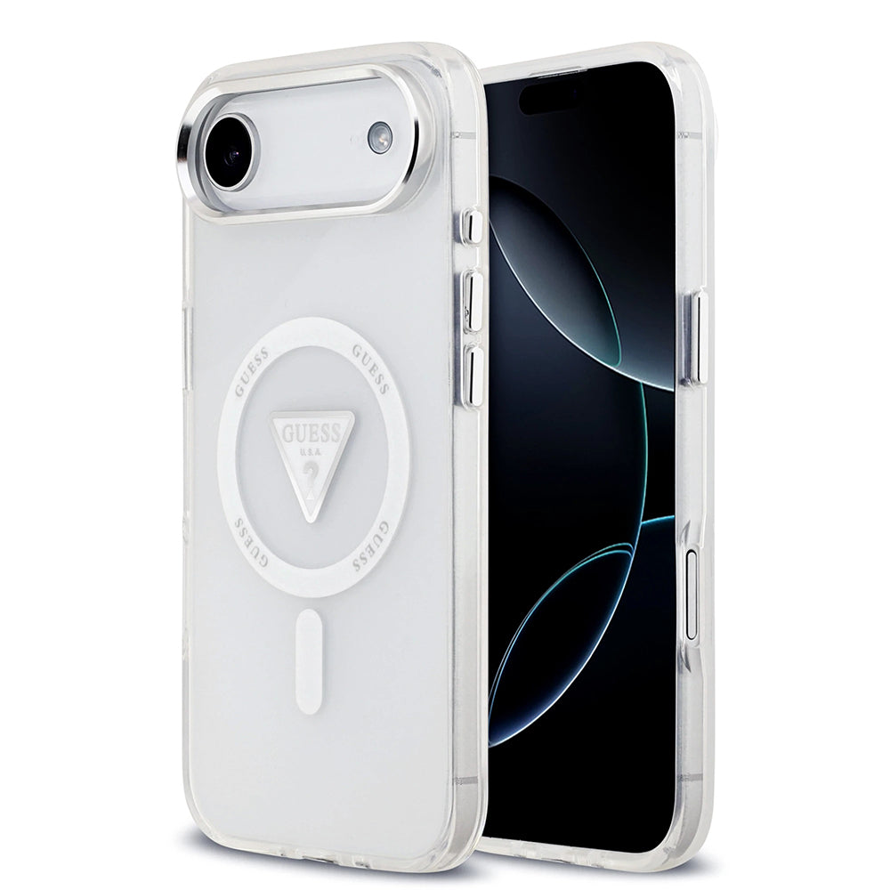 Pouzdro MagSafe pro Apple iPhone 17 Air, Guess, IML Gradient Triangle Logo, Transparentní