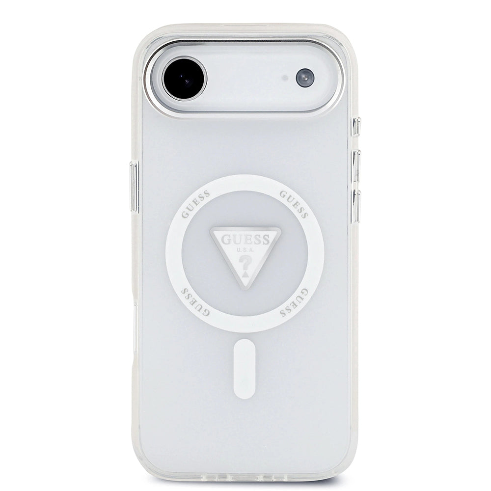 Pouzdro MagSafe pro Apple iPhone 17 Air, Guess, IML Gradient Triangle Logo, Transparentní
