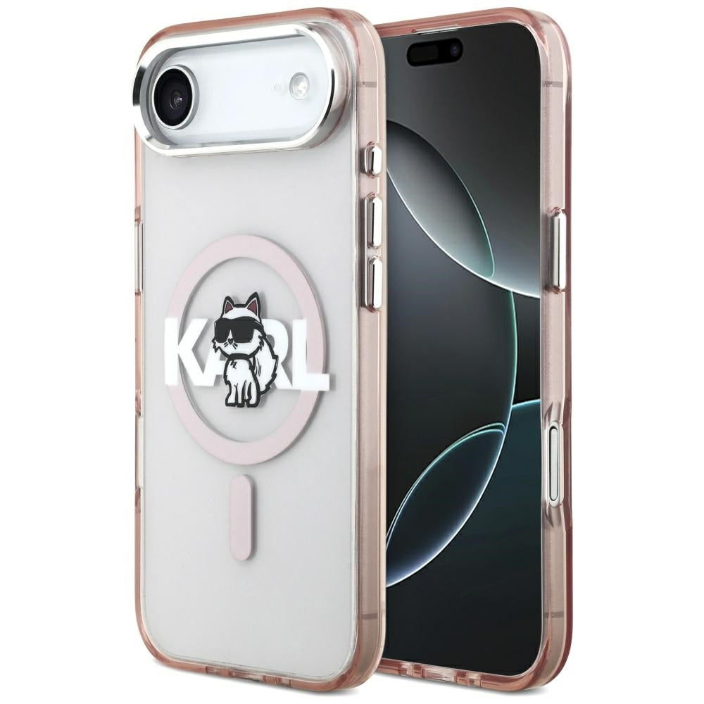 Pouzdro MagSafe pro Apple iPhone 17 Air, Karl Lagerfeld, IML Sketch Logo Choupette, Růžová