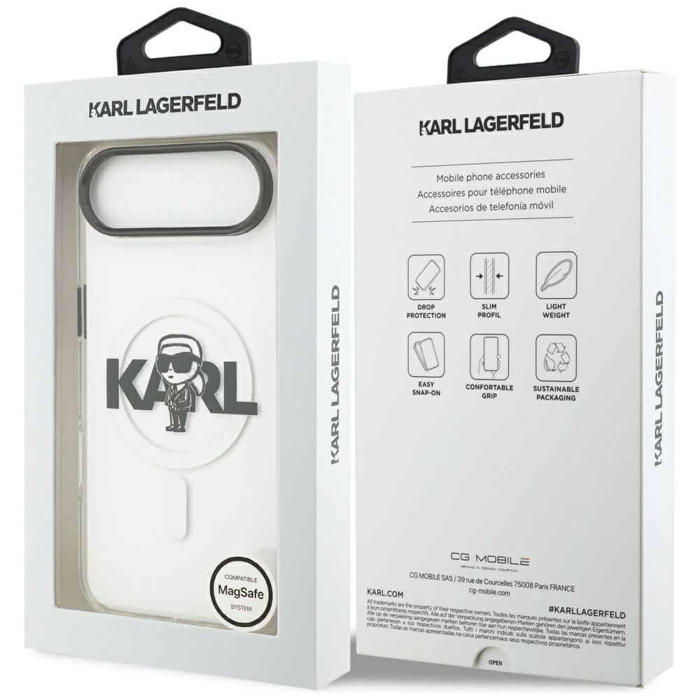 Pouzdro MagSafe pro Apple iPhone 17 Air, Karl Lagerfeld, IML Sketch Logo Karl, Průhledné