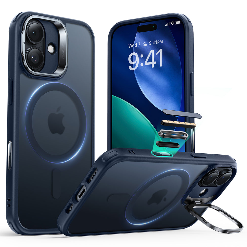 Pouzdro MagSafe pro Apple iPhone 17, ESR, Classic Hybrid Kickstand, Saténově modrá