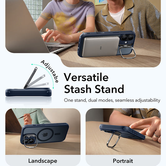 Pouzdro MagSafe pro Apple iPhone 17, ESR, Classic Hybrid Kickstand, Saténově modrá