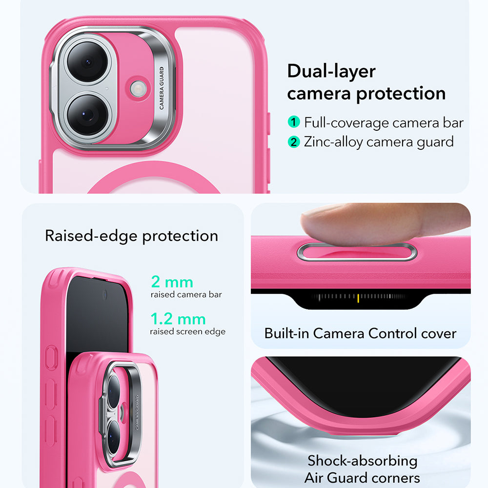 Pouzdro MagSafe pro Apple iPhone 17, ESR, Classic Hybrid Kickstand, Saténově růžové
