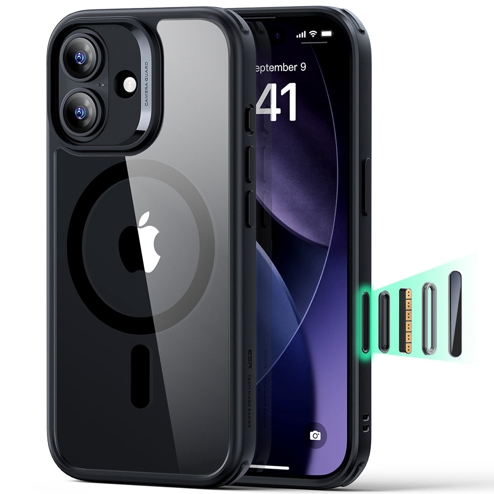 Pouzdro MagSafe pro Apple iPhone 17, ESR, Classic Hybrid, Černě průhledné