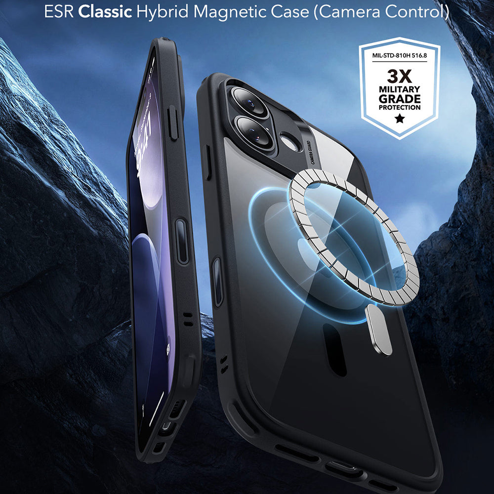Pouzdro MagSafe pro Apple iPhone 17, ESR, Classic Hybrid, Černě průhledné