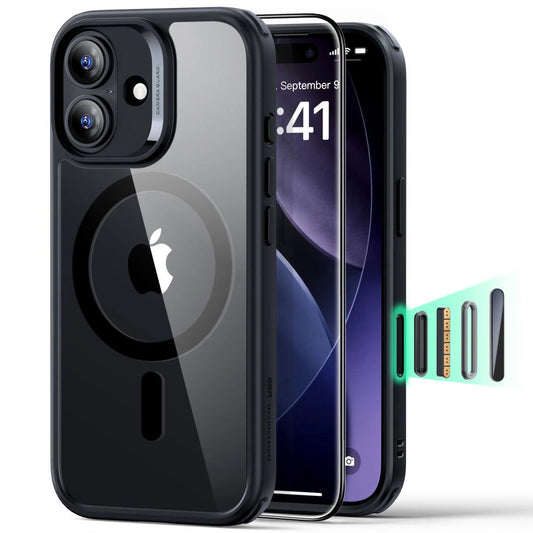 Pouzdro MagSafe pro Apple iPhone 17, ESR, Classic Hybrid se Screen Protector, Černé Průhledné