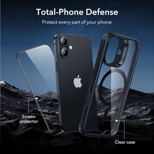 Pouzdro MagSafe pro Apple iPhone 17, ESR, Classic Hybrid se Screen Protector, Černé Průhledné