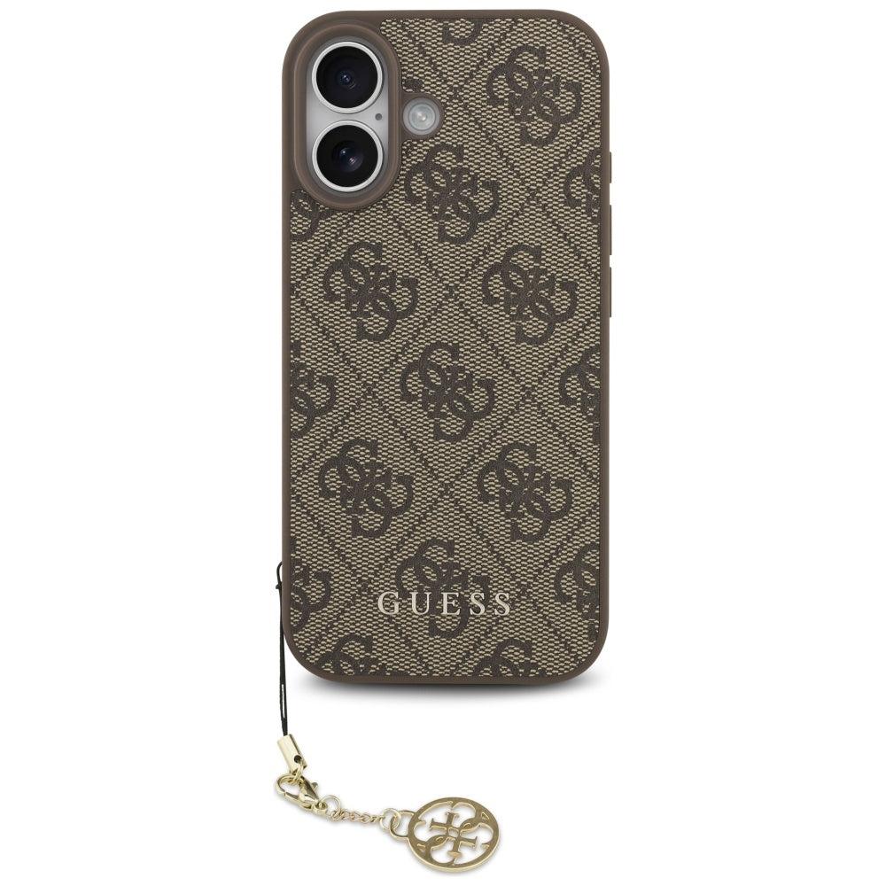 Pouzdro MagSafe pro Apple iPhone 17, Guess, 4G Charm Cradle, hnědé