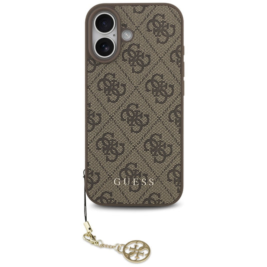 Pouzdro MagSafe pro Apple iPhone 17, Guess, 4G Charm Cradle, hnědé