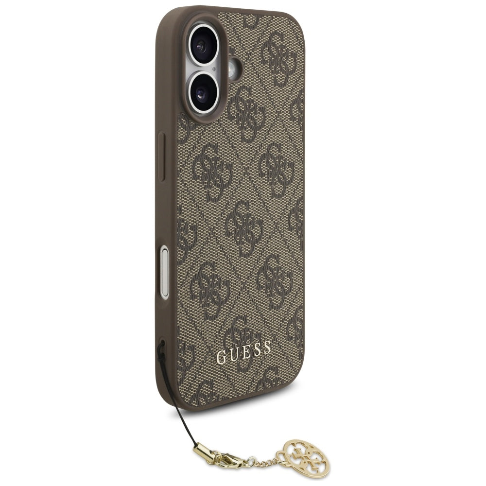 Pouzdro MagSafe pro Apple iPhone 17, Guess, 4G Charm Cradle, hnědé