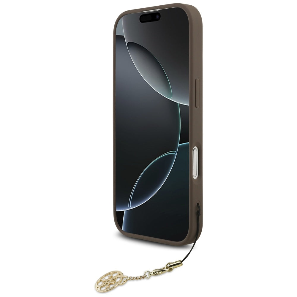 Pouzdro MagSafe pro Apple iPhone 17, Guess, 4G Charm Cradle, hnědé
