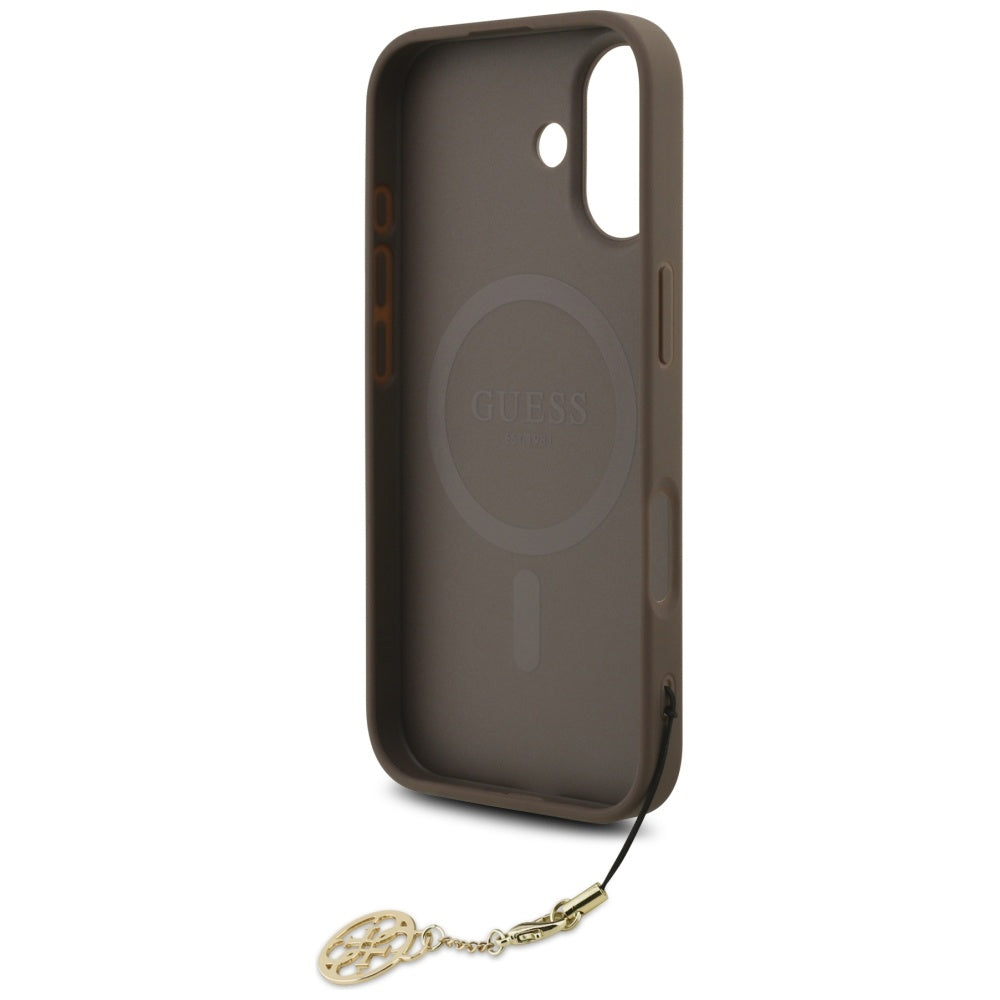 Pouzdro MagSafe pro Apple iPhone 17, Guess, 4G Charm Cradle, hnědé
