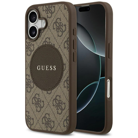 Pouzdro MagSafe pro Apple iPhone 17, Guess, 4G Circle Classic Logo, Hnědá