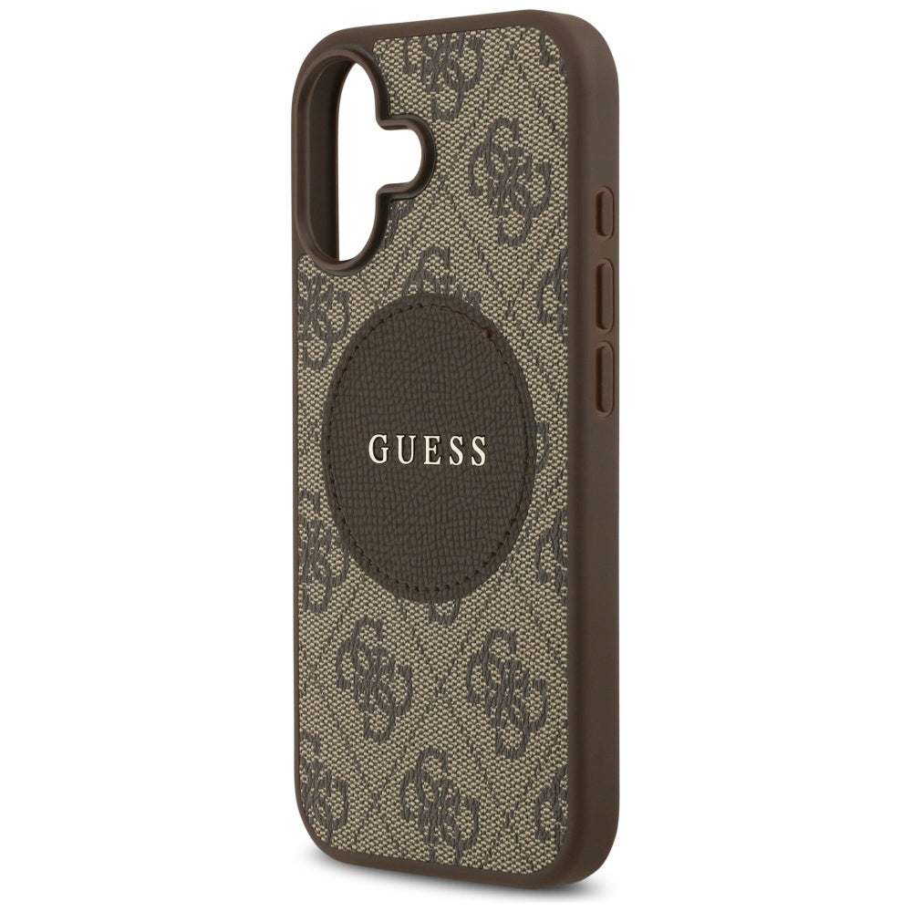 Pouzdro MagSafe pro Apple iPhone 17, Guess, 4G Circle Classic Logo, Hnědá