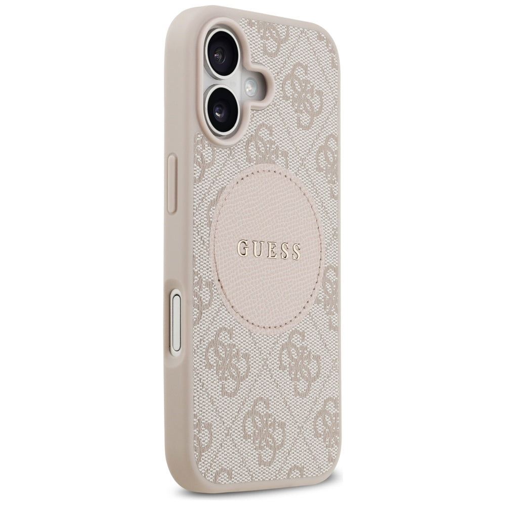 Pouzdro MagSafe pro Apple iPhone 17, Guess, 4G Circle Classic Logo, Růžové