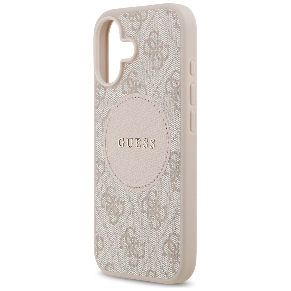 Pouzdro MagSafe pro Apple iPhone 17, Guess, 4G Circle Classic Logo, Růžové