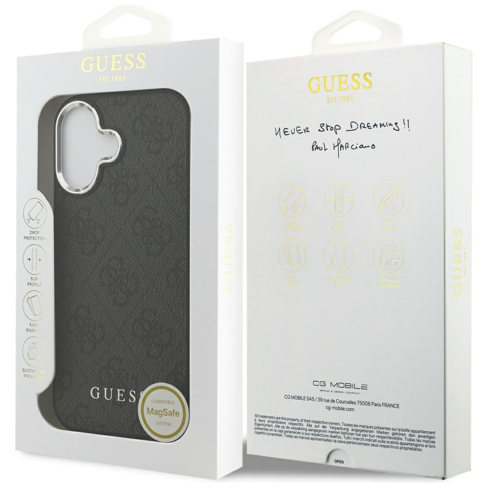 Pouzdro MagSafe pro Apple iPhone 17, Guess, 4G Classic Logo, Černá