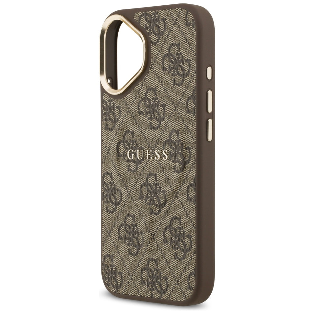 Pouzdro MagSafe pro Apple iPhone 17, Guess, 4G Classic, Hnědá