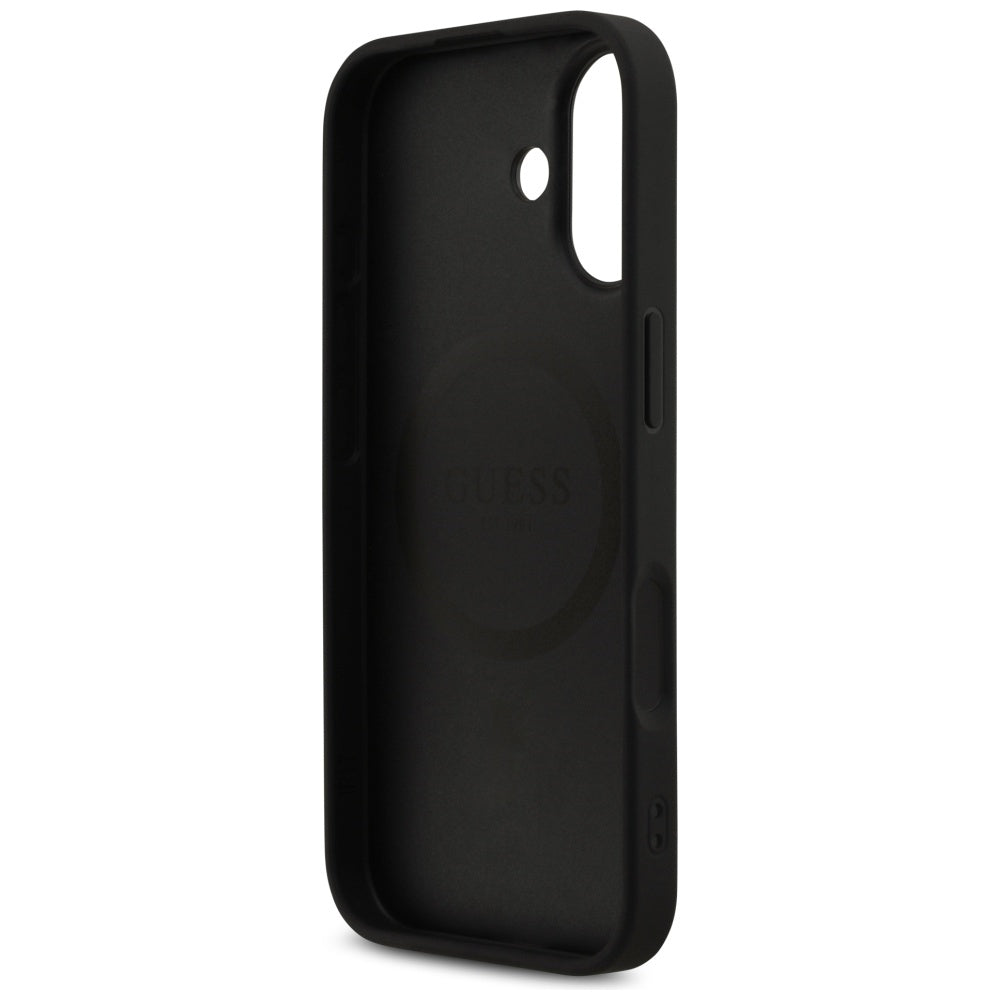 Pouzdro MagSafe pro Apple iPhone 17, Guess, 4G Printed Stripes, Černá