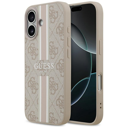 Pouzdro MagSafe pro Apple iPhone 17, Guess, 4G Printed Stripes, Růžové