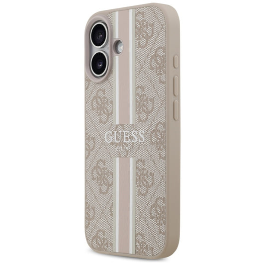 Pouzdro MagSafe pro Apple iPhone 17, Guess, 4G Printed Stripes, Růžové