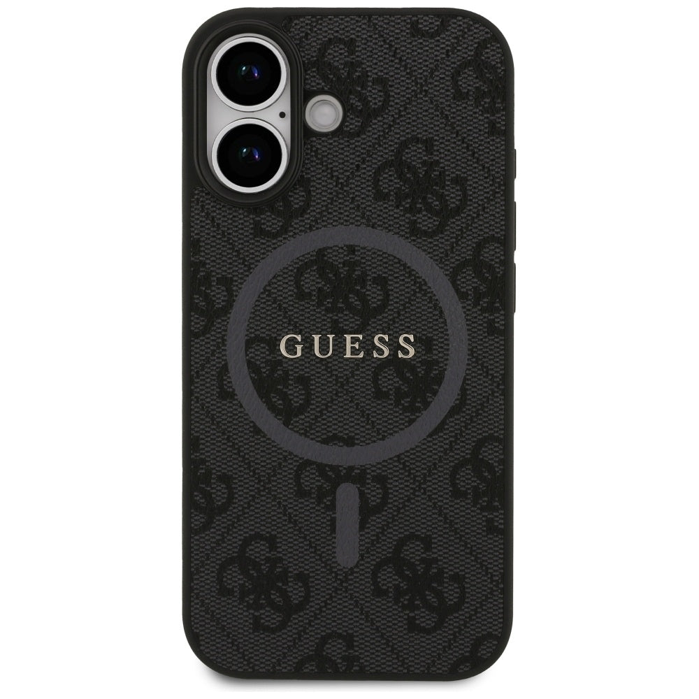 Pouzdro MagSafe pro Apple iPhone 17, Guess, 4G Ring Classic Logo, Černá