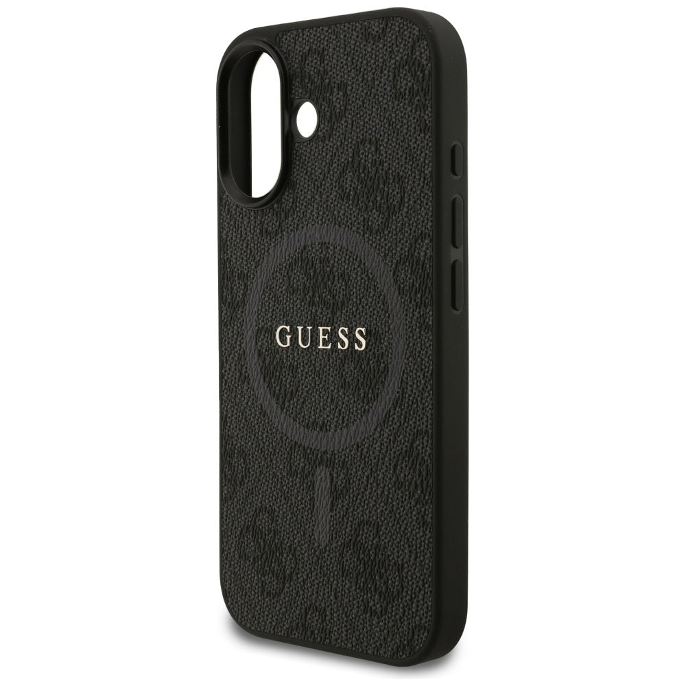 Pouzdro MagSafe pro Apple iPhone 17, Guess, 4G Ring Classic Logo, Černá