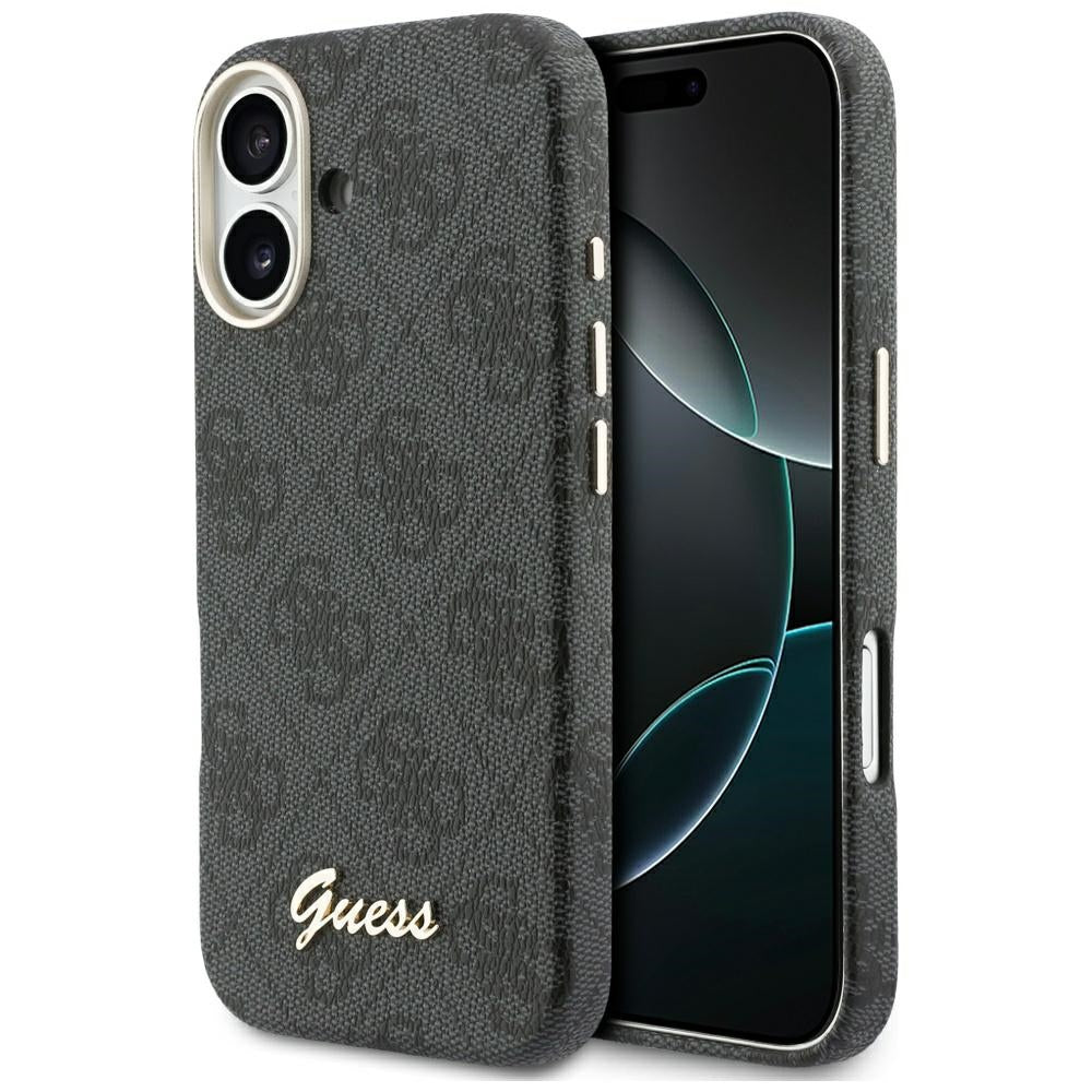 Pouzdro MagSafe pro Apple iPhone 17, Guess, 4G Script Logo, Černá