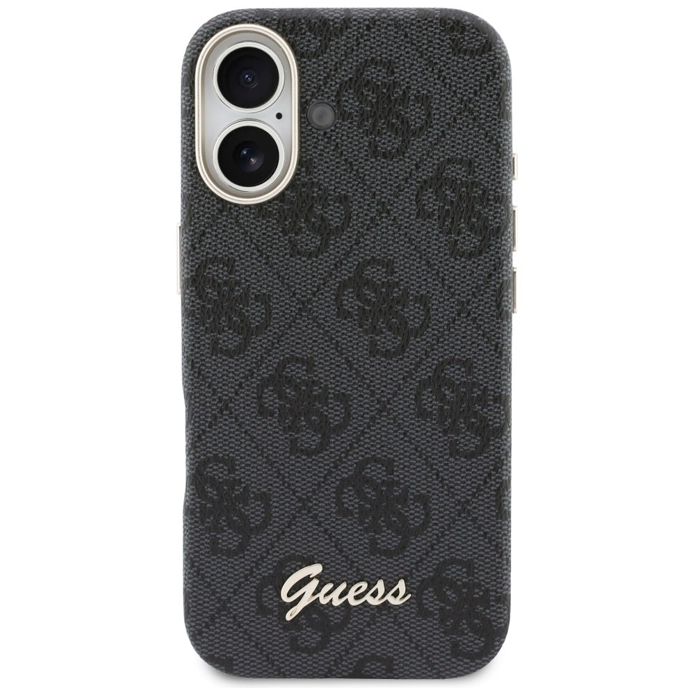 Pouzdro MagSafe pro Apple iPhone 17, Guess, 4G Script Logo, Černá