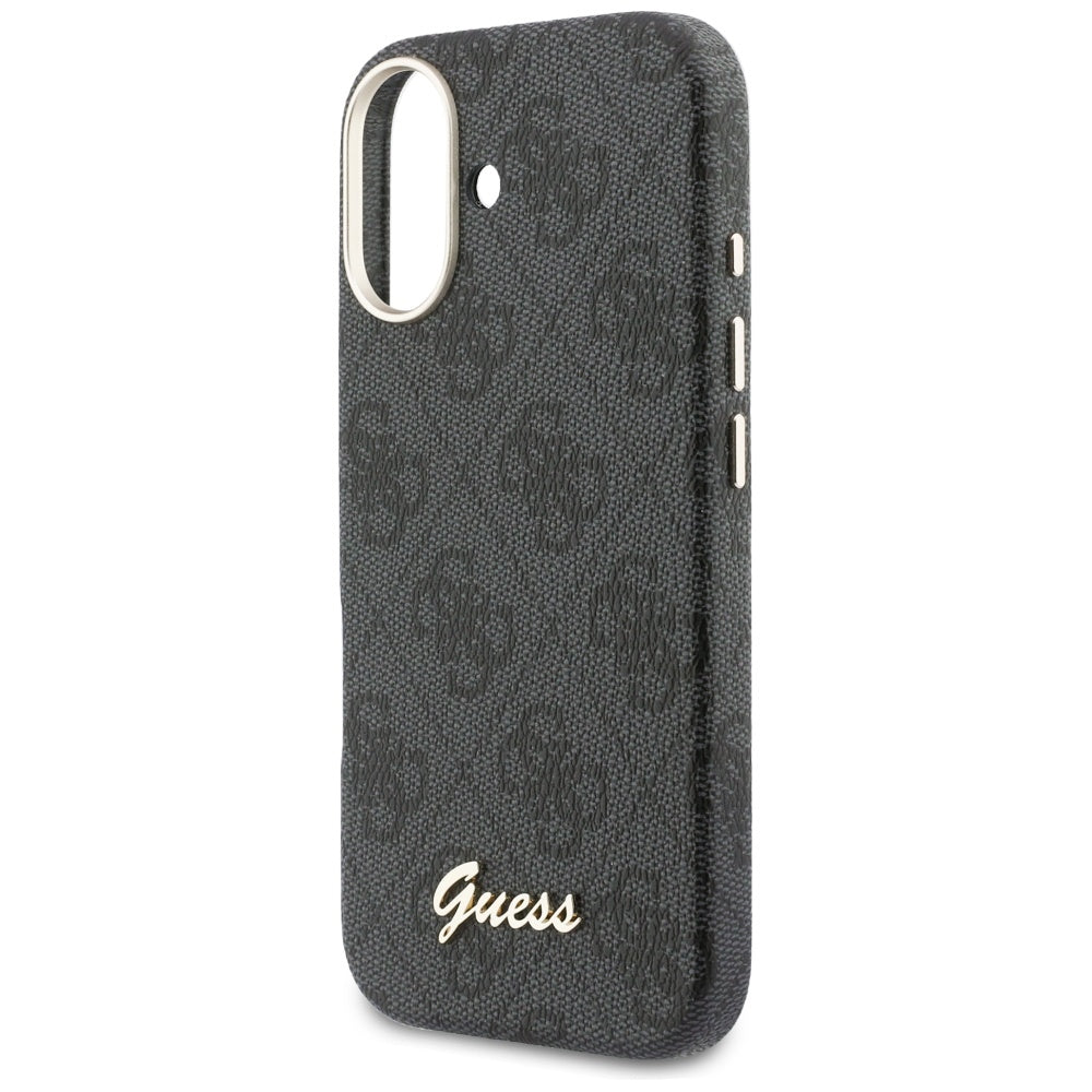 Pouzdro MagSafe pro Apple iPhone 17, Guess, 4G Script Logo, Černá